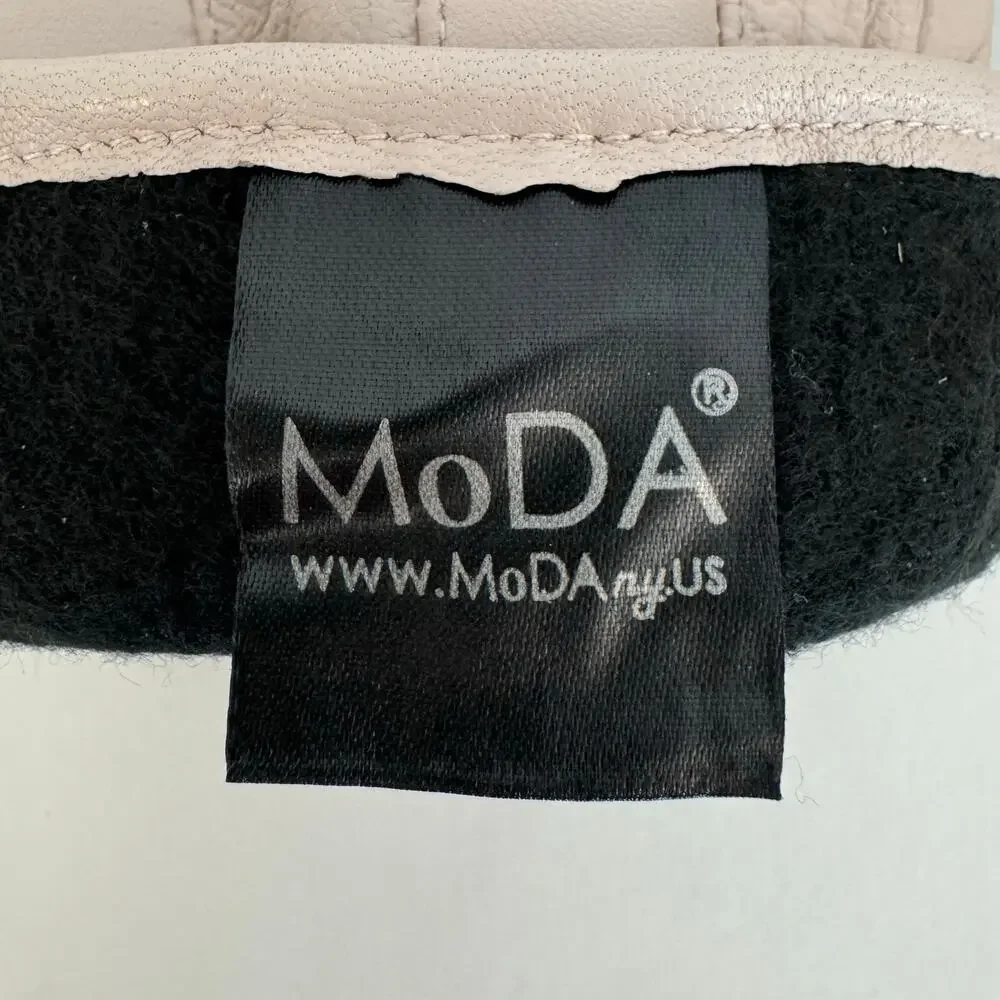 MoDA Genuine Leather Gloves Bow Detail Light Pale Pink Size M
